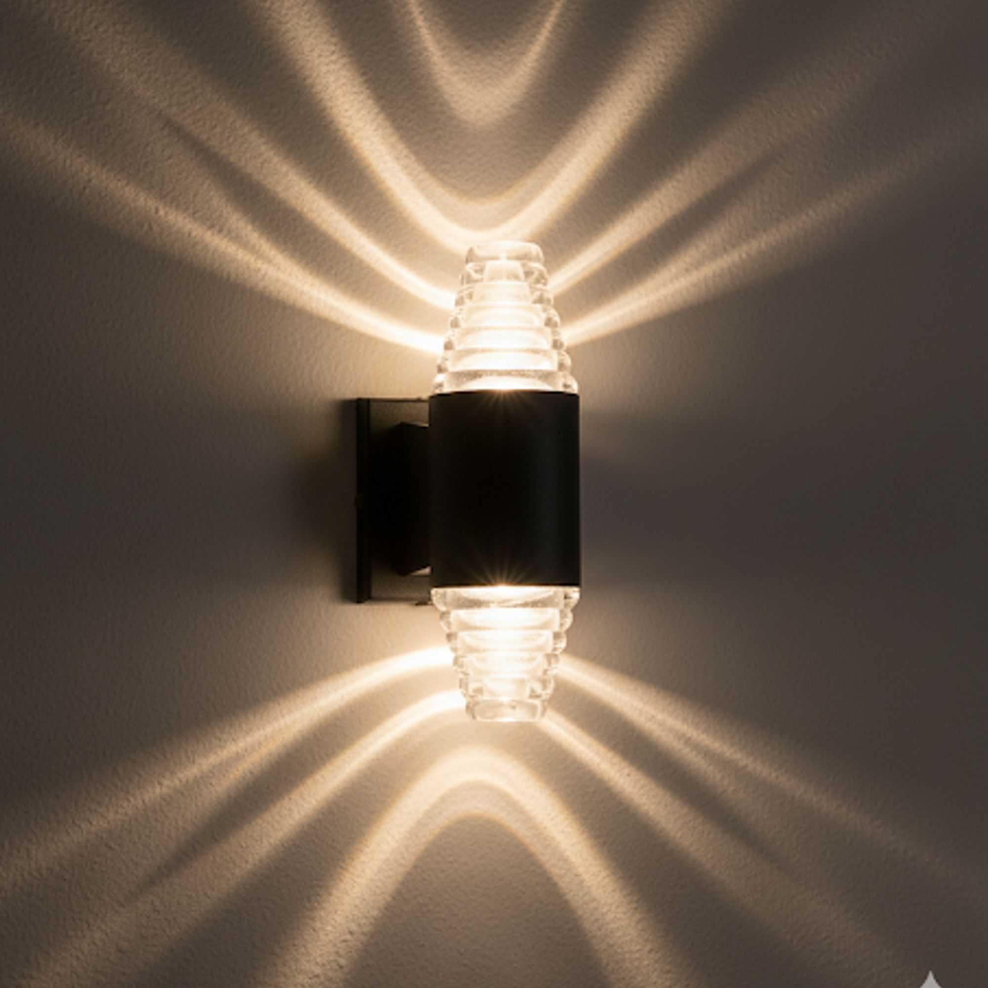 Tapered Crystal LED Up & Down Outdoor Wall Light (2x5W Warm Light)