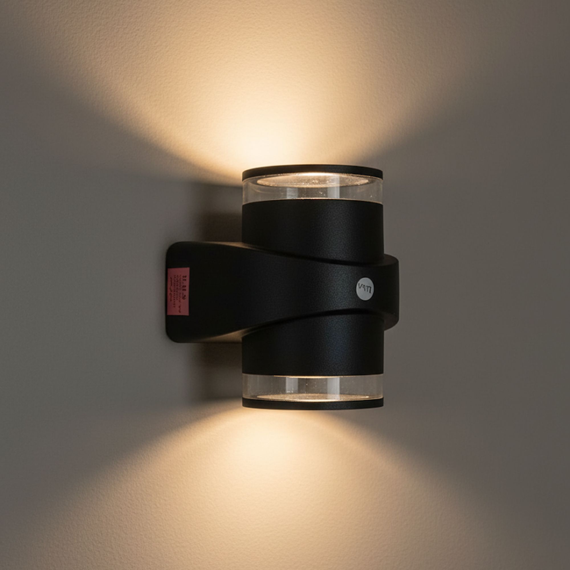 Compact Black LED Up & Down Outdoor Wall Light (2x5W Warm Light)